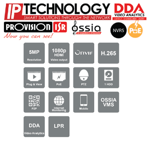 קיט 4 מצלמות אבטחה NVR5-8200PX 8CH 5MP