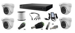 קיט ל-4 מצלמות(תומך 2 מגה) עם מכשיר הקלטה עם 1TB כבל 100 מטר וספק כוח.