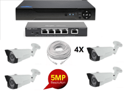 קיט IP ל-4 מצלמות עם מכשיר הקלטה עם 1TB כבלים .